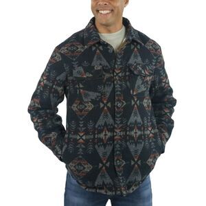 JACHS Men's M Aztec Patterned Wool Blend Heavyweight Shacket Sherpa Lined NWT